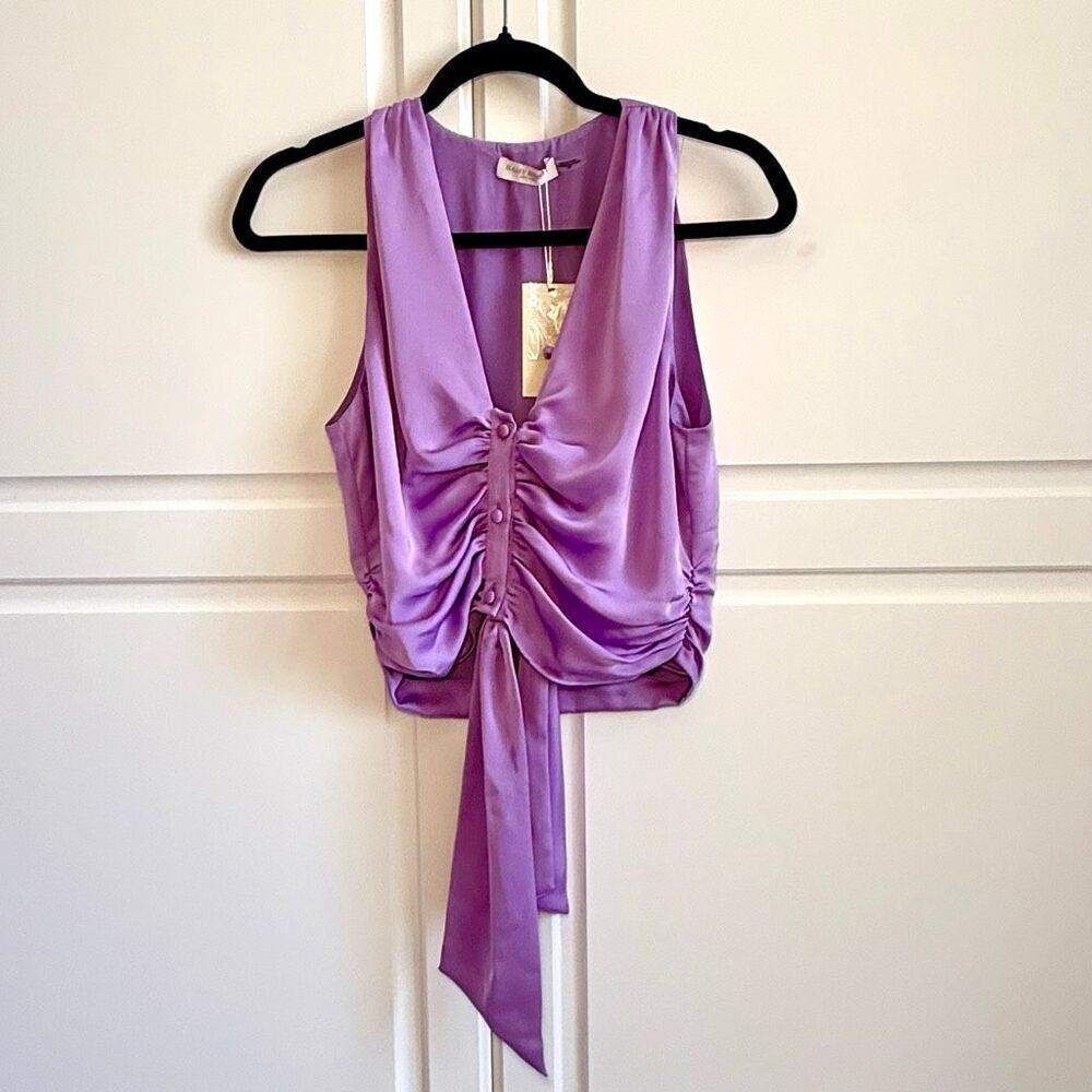 NWT Ramy Brook "Albert" satin cropped top in Mauma (lavender) color  Size S